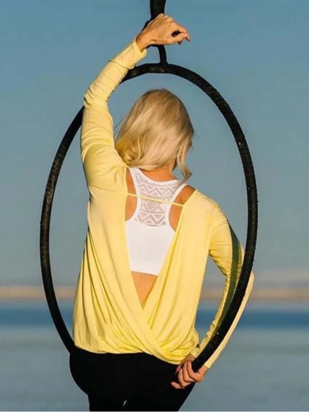 ZYIA Yellow Namaste Long Sleeve T Size XL- NWTB